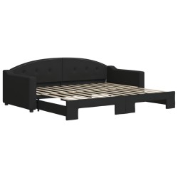 vidaXL Tagesbett Ausziehbar Schwarz 90x200 cm Stoff