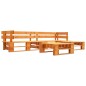 vidaXL 4-tlg. Garten-Lounge-Set aus Paletten mit Grauen Kissen Holz vidaXL 4-tlg. Garten-Lounge-Set aus Paletten mit Grauen Kissen Holz