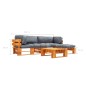 vidaXL 4-tlg. Garten-Lounge-Set aus Paletten mit Grauen Kissen Holz vidaXL 4-tlg. Garten-Lounge-Set aus Paletten mit Grauen Kissen Holz