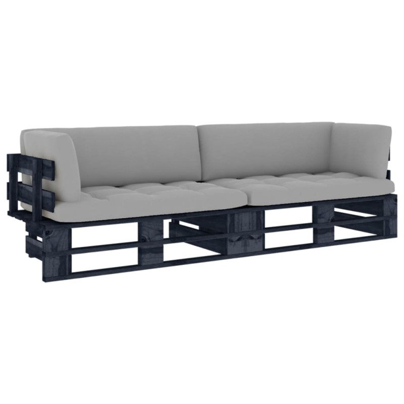 vidaXL 2-Sitzer-Palettensofa Schwarz Imprägniertes Kiefernholz vidaXL 2-Sitzer-Palettensofa Schwarz Imprägniertes Kiefernholz