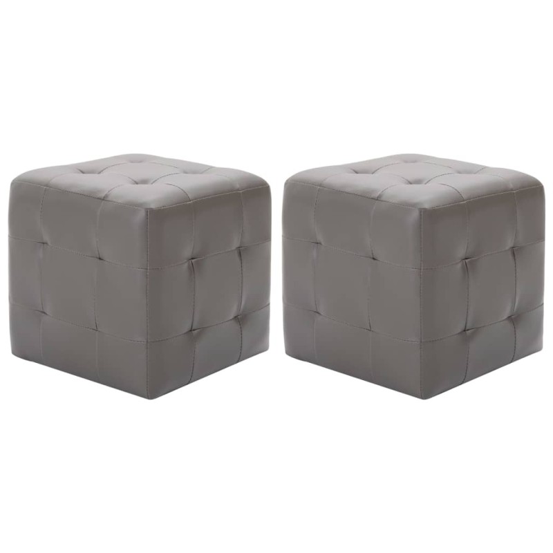 vidaXL Pouf 2 Stk. Grau 30x30x30 cm Kunstleder vidaXL Pouf 2 Stk. Grau 30x30x30 cm Kunstleder