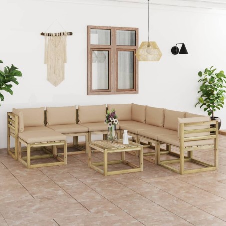 vidaXL 9-tlg. Garten-Lounge-Set mit Kissen Imprägniertes Kiefernholz