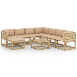 vidaXL 9-tlg. Garten-Lounge-Set mit Kissen Imprägniertes Kiefernholz