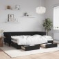 vidaXL Tagesbett Ausziehbar mit Schubladen Schwarz 80x200 cm Samt vidaXL Tagesbett Ausziehbar mit Schubladen Schwarz 80x200 cm Samt