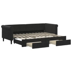 vidaXL Tagesbett Ausziehbar mit Schubladen Schwarz 80x200 cm Samt