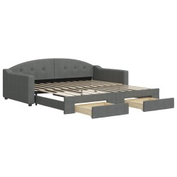 vidaXL Tagesbett Ausziehbar mit Schubladen Dunkelgrau 100x200 cm Stoff