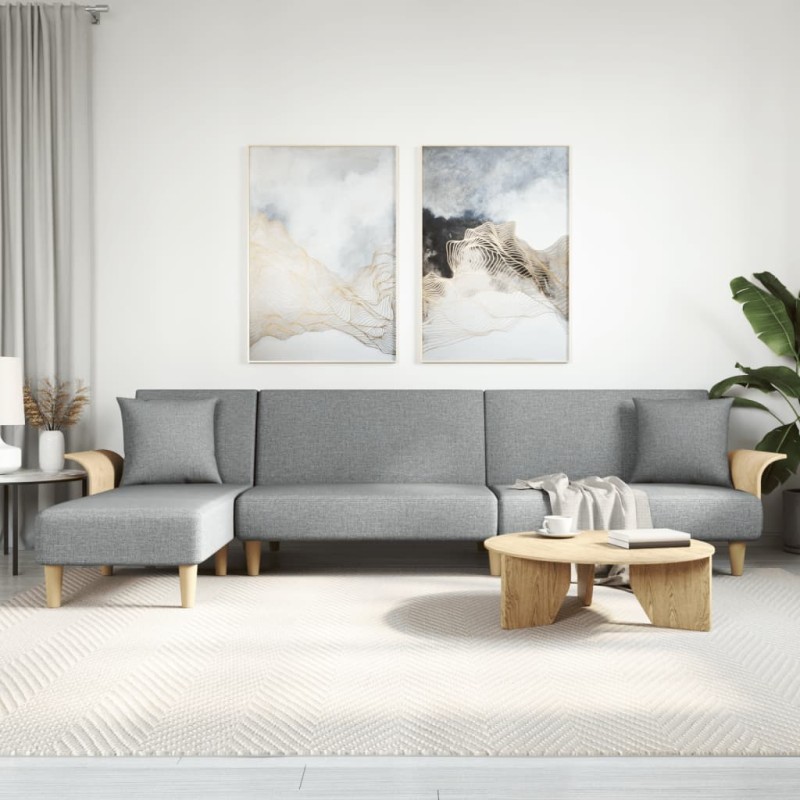 vidaXL Schlafsofa in L-Form Hellgrau 279x140x70 cm Stoff vidaXL Schlafsofa in L-Form Hellgrau 279x140x70 cm Stoff