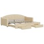 vidaXL Tagesbett Ausziehbar mit Schubladen Creme 90x200 cm Stoff vidaXL Tagesbett Ausziehbar mit Schubladen Creme 90x200 cm Stoff