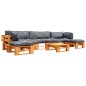 vidaXL 6-tlg. Garten-Lounge-Set aus Paletten mit Grauen Kissen Holz vidaXL 6-tlg. Garten-Lounge-Set aus Paletten mit Grauen Kissen Holz