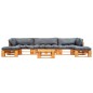 vidaXL 6-tlg. Garten-Lounge-Set aus Paletten mit Grauen Kissen Holz vidaXL 6-tlg. Garten-Lounge-Set aus Paletten mit Grauen Kissen Holz