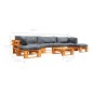 vidaXL 6-tlg. Garten-Lounge-Set aus Paletten mit Grauen Kissen Holz vidaXL 6-tlg. Garten-Lounge-Set aus Paletten mit Grauen Kissen Holz