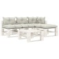 vidaXL 5-tlg. Garten-Lounge-Set Paletten mit Kissen in Beige Holz vidaXL 5-tlg. Garten-Lounge-Set Paletten mit Kissen in Beige Holz