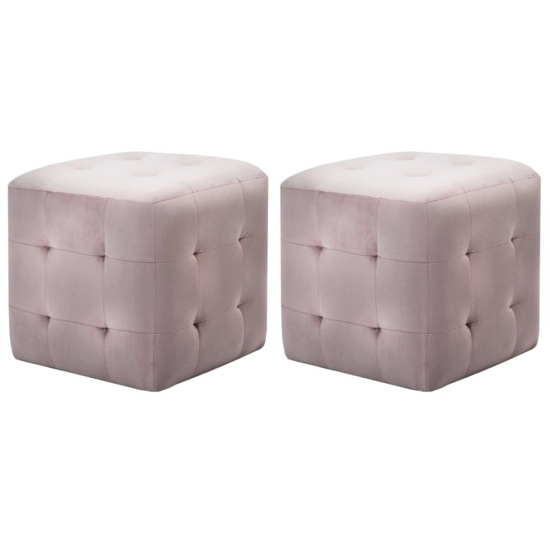 vidaXL Pouf 2 Stk. Rosa 30x30x30 cm Samtstoff vidaXL Pouf 2 Stk. Rosa 30x30x30 cm Samtstoff