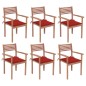 vidaXL Stapelbare Gartenstühle mit Kissen 6 Stk. Massivholz Teak vidaXL Stapelbare Gartenstühle mit Kissen 6 Stk. Massivholz Teak