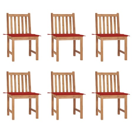 vidaXL Gartenstühle 6 Stk. mit Kissen Massivholz Teak
