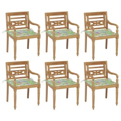 vidaXL Batavia-Stühle mit Kissen 6 Stk. Massivholz Teak
