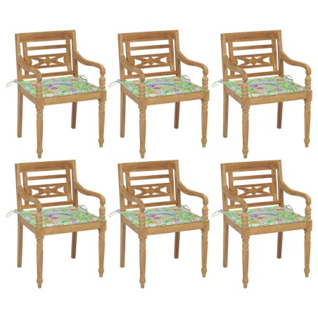 vidaXL Batavia-Stühle mit Kissen 6 Stk. Massivholz Teak