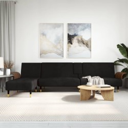 vidaXL Schlafsofa in L-Form Schwarz 279x140x70 cm Samt