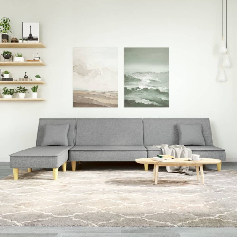 vidaXL Schlafsofa in L-Form Hellgrau 255x140x70 cm Stoff vidaXL Schlafsofa in L-Form Hellgrau 255x140x70 cm Stoff