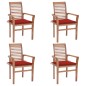 vidaXL Essstühle 4 Stk. mit Roten Kissen Massivholz Teak vidaXL Essstühle 4 Stk. mit Roten Kissen Massivholz Teak