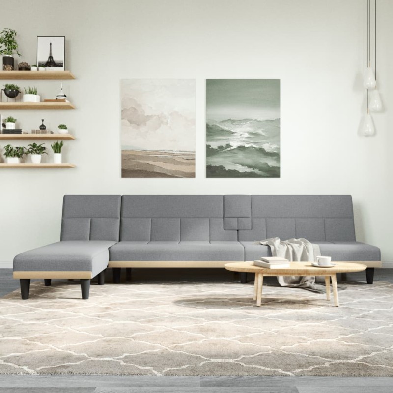 vidaXL Schlafsofa in L-Form Hellgrau 255x140x70 cm Stoff vidaXL Schlafsofa in L-Form Hellgrau 255x140x70 cm Stoff