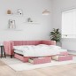 vidaXL Tagesbett Ausziehbar mit Schubladen Rosa 100x200 cm Samt vidaXL Tagesbett Ausziehbar mit Schubladen Rosa 100x200 cm Samt