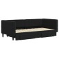 vidaXL Tagesbett Ausziehbar mit Schubladen Schwarz 90x190 cm Samt vidaXL Tagesbett Ausziehbar mit Schubladen Schwarz 90x190 cm Samt