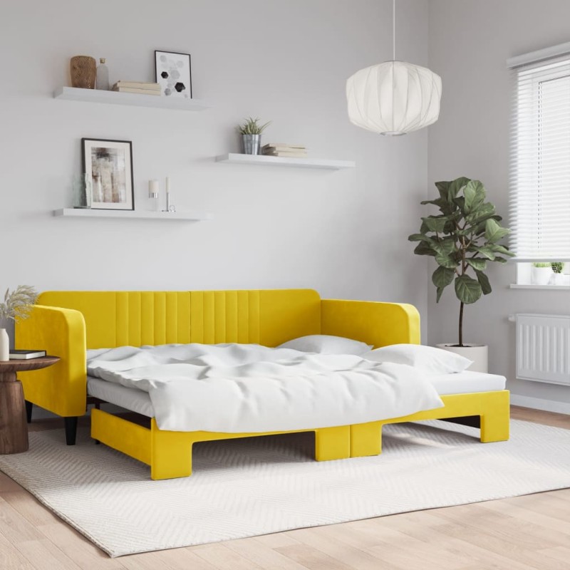 vidaXL Tagesbett Ausziehbar Gelb 100x200 cm Samt vidaXL Tagesbett Ausziehbar Gelb 100x200 cm Samt