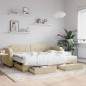 vidaXL Tagesbett Ausziehbar mit Schubladen Creme 80x200 cm Stoff vidaXL Tagesbett Ausziehbar mit Schubladen Creme 80x200 cm Stoff