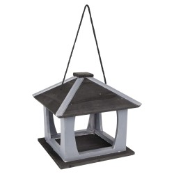 FLAMINGO Vogel-Futterhaus Kory Holz Grau und Schwarz