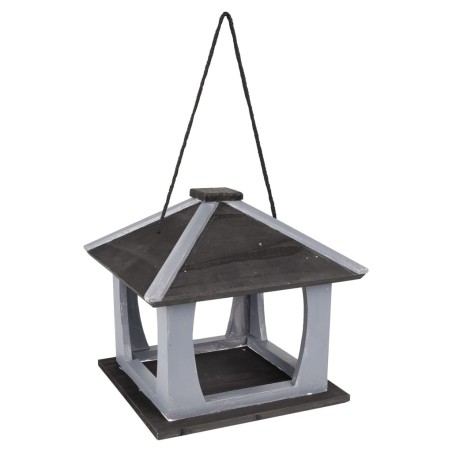 FLAMINGO Vogel-Futterhaus Kory Holz Grau und Schwarz