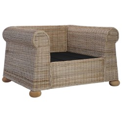 vidaXL Sessel mit Kissen Natur Rattan
