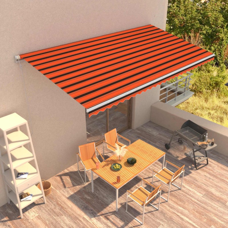 vidaXL Automatisch Einziehbare Markise 600×300 cm Orange und Braun vidaXL Automatisch Einziehbare Markise 600×300 cm Orange und Braun