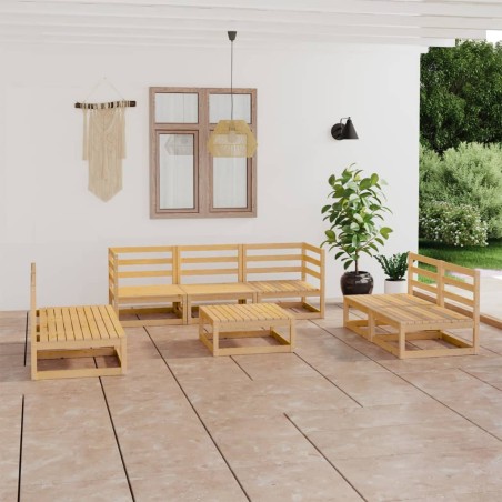 vidaXL 8-tlg. Garten-Lounge-Set Massivholz Kiefer