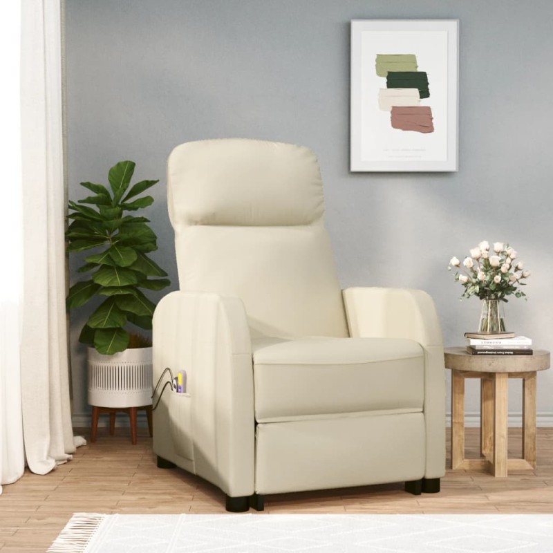 vidaXL Massagesessel mit Aufstehhilfe Creme Kunstleder vidaXL Massagesessel mit Aufstehhilfe Creme Kunstleder