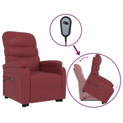 vidaXL Massagesessel mit Aufstehhilfe Weinrot Kunstleder