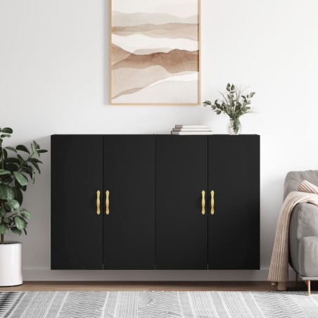 vidaXL Wandschränke 2 Stk. Schwarz 69,5x34x90 cm