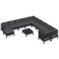 vidaXL 12-tlg. Garten-Lounge-Set mit Kissen Schwarz Kiefernholz vidaXL 12-tlg. Garten-Lounge-Set mit Kissen Schwarz Kiefernholz