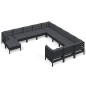 vidaXL 12-tlg. Garten-Lounge-Set mit Kissen Schwarz Kiefernholz vidaXL 12-tlg. Garten-Lounge-Set mit Kissen Schwarz Kiefernholz
