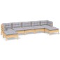 vidaXL 7-tlg. Garten-Lounge-Set mit Grauen Kissen Kiefernholz vidaXL 7-tlg. Garten-Lounge-Set mit Grauen Kissen Kiefernholz