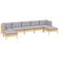 vidaXL 7-tlg. Garten-Lounge-Set mit Grauen Kissen Kiefernholz vidaXL 7-tlg. Garten-Lounge-Set mit Grauen Kissen Kiefernholz