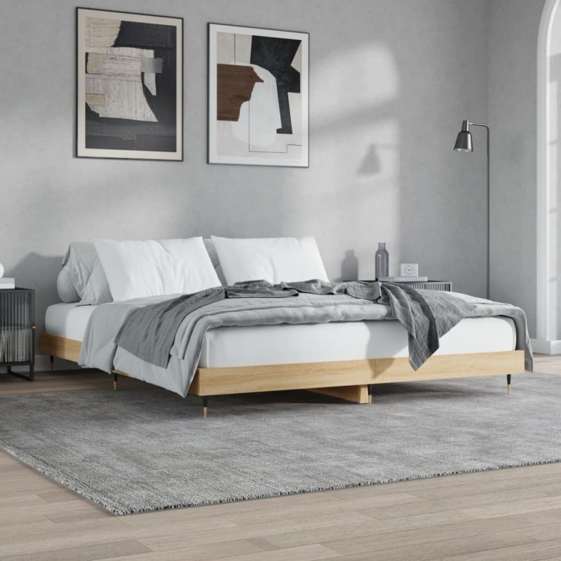 vidaXL Bettgestell Sonoma-Eiche 150x200 cm Holzwerkstoff vidaXL Bettgestell Sonoma-Eiche 150x200 cm Holzwerkstoff