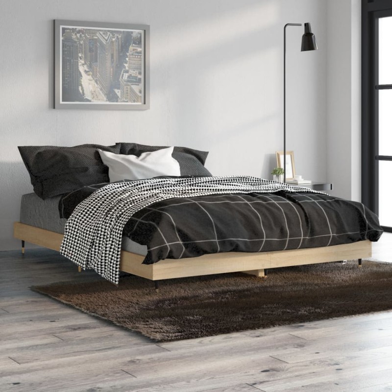 vidaXL Bettgestell Sonoma-Eiche 140x190 cm Holzwerkstoff vidaXL Bettgestell Sonoma-Eiche 140x190 cm Holzwerkstoff