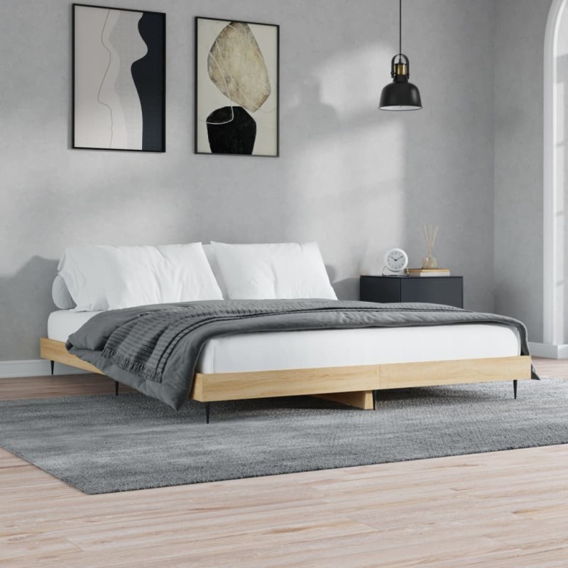 vidaXL Bettgestell Sonoma-Eiche 160x200 cm Holzwerkstoff vidaXL Bettgestell Sonoma-Eiche 160x200 cm Holzwerkstoff