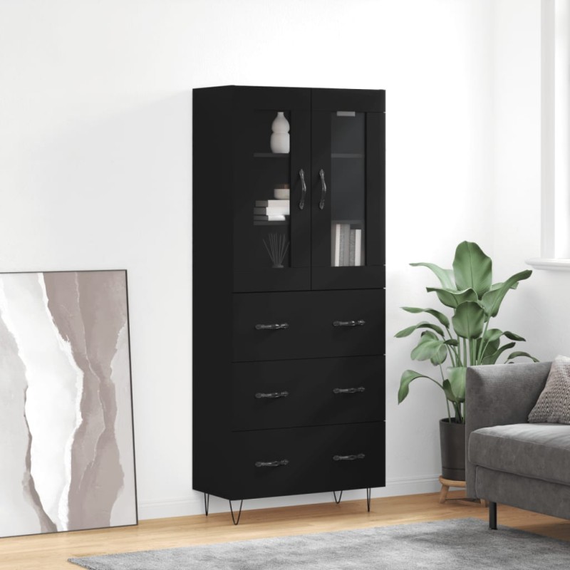 vidaXL Highboard Schwarz 69,5x34x180 cm Holzwerkstoff vidaXL Highboard Schwarz 69,5x34x180 cm Holzwerkstoff