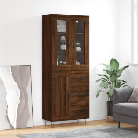 vidaXL Highboard Braun Eichen-Optik 69,5x34x180 cm Holzwerkstoff