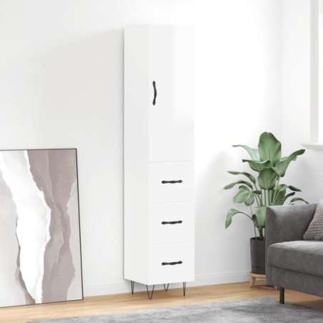vidaXL Highboard Hochglanz-Weiß 34,5x34x180 cm Holzwerkstoff