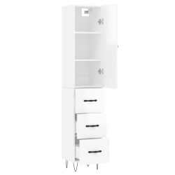 vidaXL Highboard Hochglanz-Weiß 34,5x34x180 cm Holzwerkstoff
