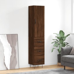 vidaXL Highboard Braun Eichen-Optik 34,5x34x180 cm Holzwerkstoff