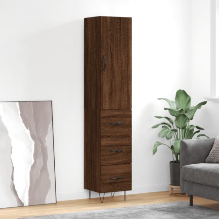 vidaXL Highboard Braun Eichen-Optik 34,5x34x180 cm Holzwerkstoff